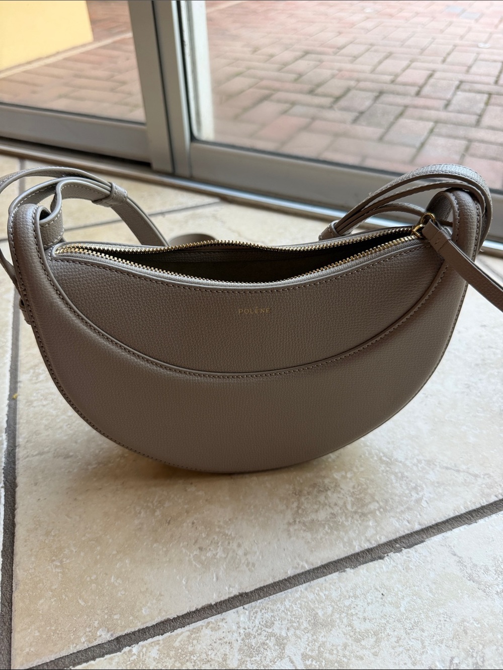 Polene Numero Dix Handbag Textured Leather Crossbody Bag - Taupe
